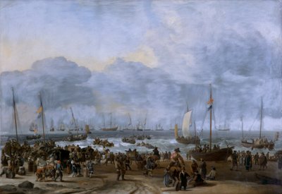 オレンジ公国ウィリアムのシェベニンゲン上陸」 17世紀 作： Ludolf Backhuysen I