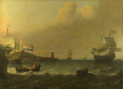 1681年に地中海の港に入港したオランダの戦争の男性 作： Ludolf Bakhuizen
