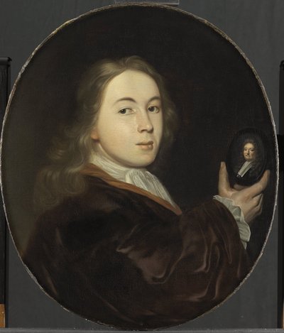 Johannes Bakhuysen (1683-1731)。 父ルドルフのミニチュア肖像画とともに 作： Ludolf Bakhuysen