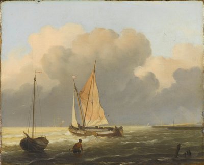 沖合の海、Spritsail Barge で 作： Ludolf Bakhuysen