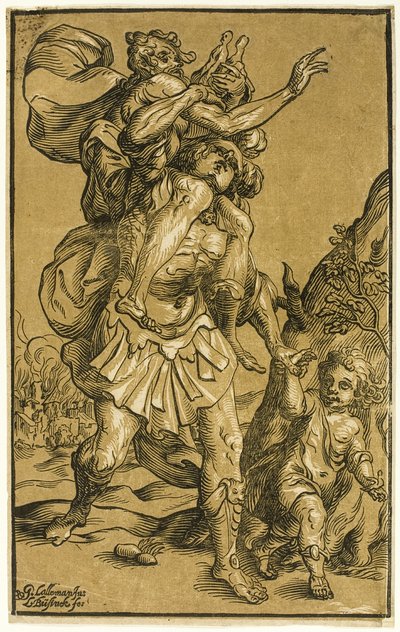 父を抱くアイネイアース アンキーセス 作： Ludolph Büsinck