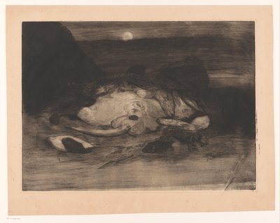 月明かりの下でビーチでエイと魚 作： Ludovic Napoléon Lepic