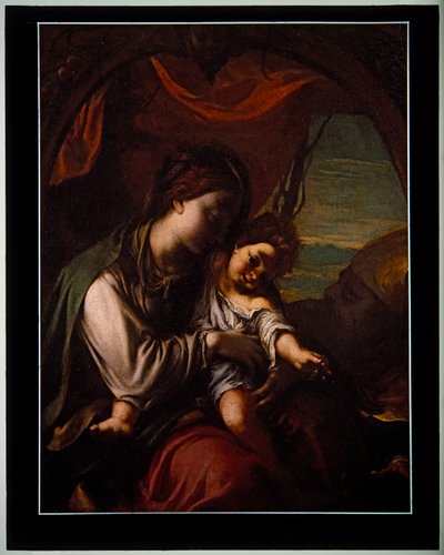聖アンソニー・アボットと聖母子（パネル） 作： Ludovico Carracci