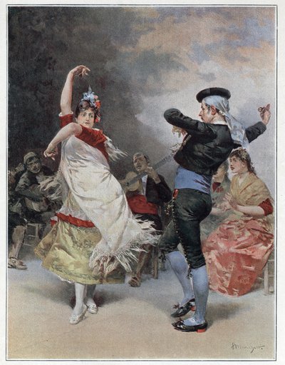 グラナダのジプシーたち。ルドヴィコ・マルケッティ（1853-1909）によるクロモグラフィー 1889年 個人蔵 作： Ludovico Marchetti