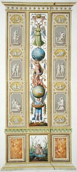 バチカン市国のラファエロのロッジアのパネル、ジョヴァンニ・ヴォルパト（1735-1803）が彫った「Delle Loggie di Rafaele nel Vaticano（バチカン市国のラファエロのロッジア）」より 作： Ludovicus Tesio (after) Taurinensis