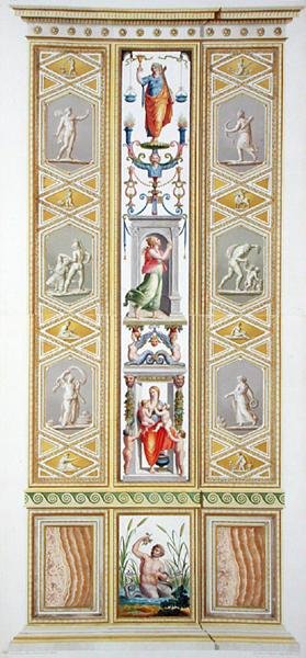 バチカン市国のラファエロのロッジアのパネル、ジョヴァンニ・ヴォルパト（1735-1803）が彫った「Delle Loggie di Rafaele nel Vaticano（バチカン市国のラファエロのロッジア）」より 作： Ludovicus Tesio (after) Taurinensis