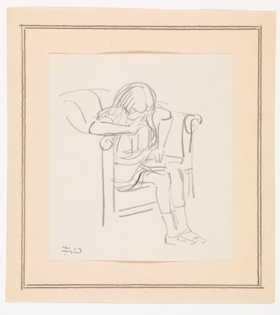 椅子に座って読書する女の子 作： Ludvig Find