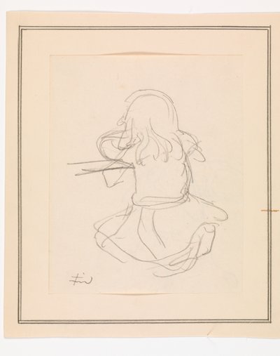 背中を向けて座っている女の子 作： Ludvig Find