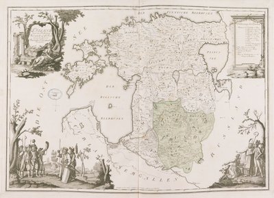 エストニアとラトビアの一般地図。 Atlas de la Livonie、1798 年。 作： Ludwig August von Mellin
