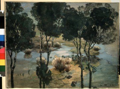 「風景」ルートヴィヒ・ディル（1848-1940）による水彩画とガッシュの絵画、1900年頃プーシキン美術館、モスクワ 作： Ludwig Dill