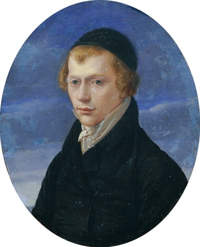 布帽をかぶった赤毛の紳士の半身像 作： Ludwig Ferdinand Schnorr von Carolsfeld