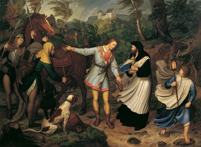 ハプスブルク家のルドルフと司祭、1828 年。 作： Ludwig Ferdinand Schnorr von Carolsfeld
