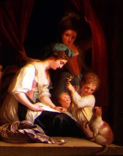 看護師を後ろに従えた母と子 作： Ludwig Guttenbrunn