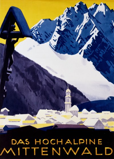高山のミッテンヴァルト、c。 1930年 作： Ludwig Hohlwein