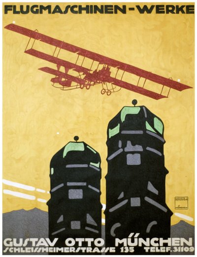 Máquinas voadoras - obras, cartazes. 1912 (litografia) 作： Ludwig Hohlwein