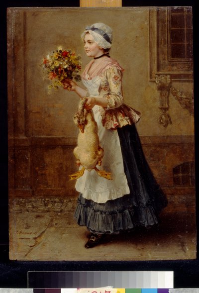 クナウス・ルートヴィヒ（1829-1910）による祝辞付き。木に油彩 作： Ludwig Knaus