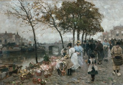 運河沿いの花市場 作： Ludwig Munthe