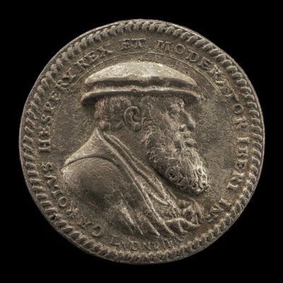 シャルル5世、1500～1558年、スペイン王1516～1556年、神聖ローマ皇帝1519年[裏面]、1542年 作： Ludwig Neufahrer