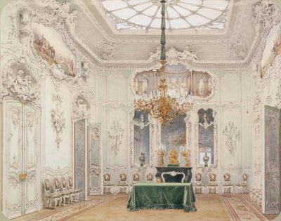 冬宮殿のインテリア。グリーンダイニングルーム、1852年 作： Ludwig Premazzi