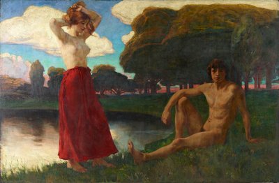 Idyll (風景の中の男女のセミヌード) 作： Ludwig von Hofmann