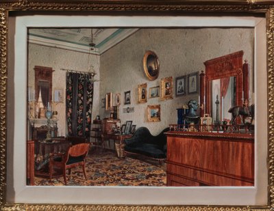 ミハイル・オブレスコフの書斎。 Luigi Premazzi (1814-1891) の作品、紙に水彩 作： Luigi Premazzi