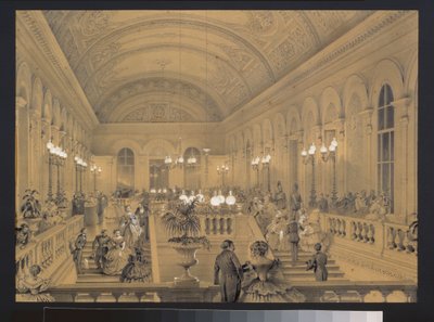 サンクトペテルブルクの帝国劇場ボルチョイ カンメニの階段。 Luigi Premazzi (1814-1891) によるアートワーク、1850 年頃の紙に水彩と白。 イタリアの芸術 作： Luigi Premazzi