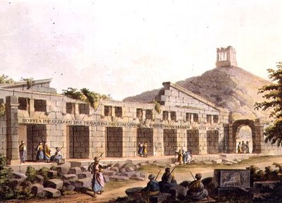 カカモの古代穀倉、ロバート・ボウヤー（1758-1834）が出版した「オスマン帝国の景観」からのプレート3、1803年（アクアチント）。 作： Luigi (after) Mayer