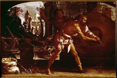 サムソンと石臼」（油彩・キャンバス、1650年頃 作： Luigi Miradori