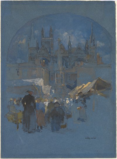 大聖堂前のマーケット広場 作： Luigi Aloys François Joseph Loir