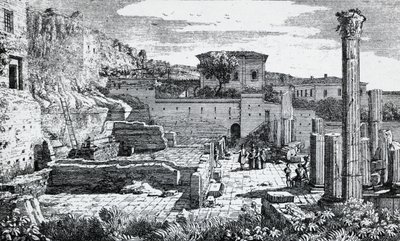 Ruínas do Templo de Vespasiano em Brescia, gravura de Louis Basiletti (1780-1860), Itália 作： Luigi Basiletti