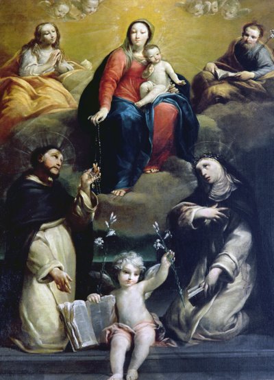 ロザリオのマドンナ、SSドミニク、キャサリン、メアリーマグダレン、ジョセフ、1732年 作： Luigi Crespi
