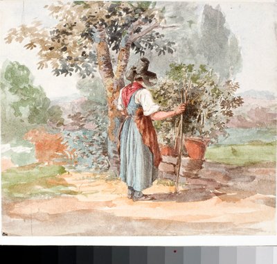 フィレンツェ近郊の田舎娘（水彩画、1825年頃 作： Luigi Garibbo