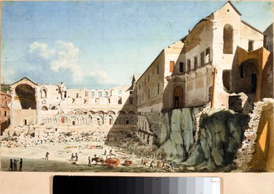 ジェノバのサン・ドミニカ教会と修道院の解体工事現場（水彩画、1825年頃 作： Luigi Garibbo
