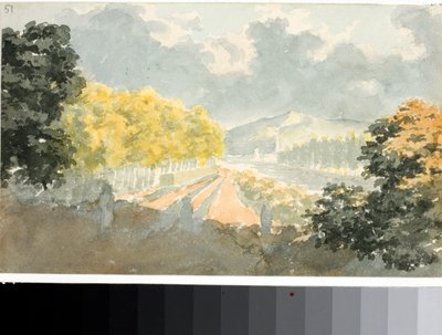 イタリアの田園風景（水彩、1825年頃 作： Luigi Garibbo