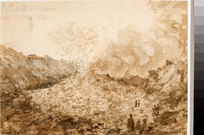 ナポリのヴェスヴィオ火山の噴火口（水彩画 作： Luigi Garibbo