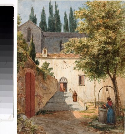 イタリア、フランシスコ会修道院（水彩画 作： Luigi Garibbo