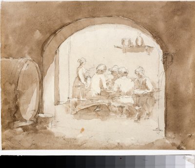 宿屋の内部（水彩画、1820年頃 作： Luigi Garibbo