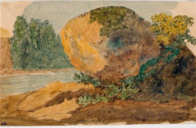 激流の風景（水彩画、1825年頃 作： Luigi Garibbo