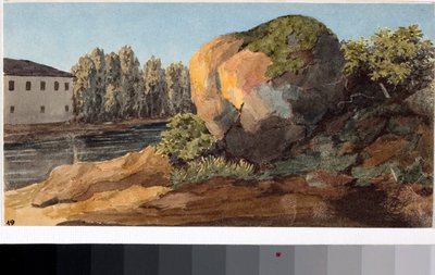 奔流のある風景（水彩画、1825年頃 作： Luigi Garibbo