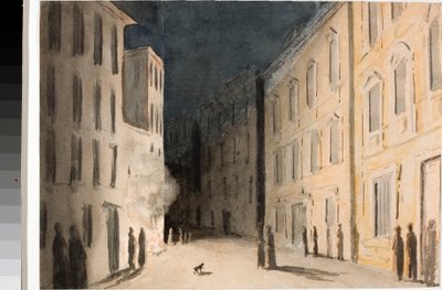 ジェノバのストラーダ・ヌオヴィッシマの透視図（水彩画、1825年頃 作： Luigi Garibbo
