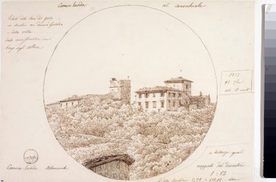 フィレンツェ近郊のアルチェトリにあるガッロ塔の望遠鏡（図面、1833年頃 作： Luigi Garibbo