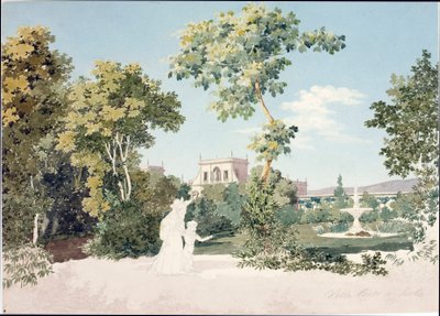 フィレンツェ近郊セスト・フィオレンティーノのヴィラ・コルシの眺め（水彩、1825年頃 作： Luigi Garibbo