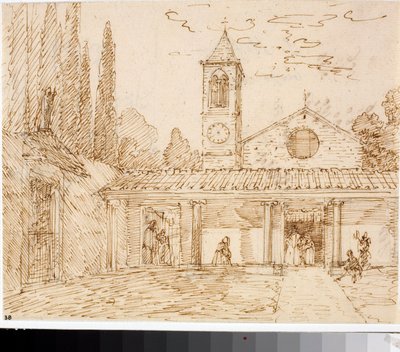 ルネッサンス様式の教会の眺め（インク画、1825年頃 作： Luigi Garibbo