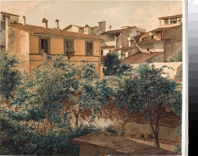 フィレンツェの家々の眺め（水彩画、1825年頃 作： Luigi Garibbo
