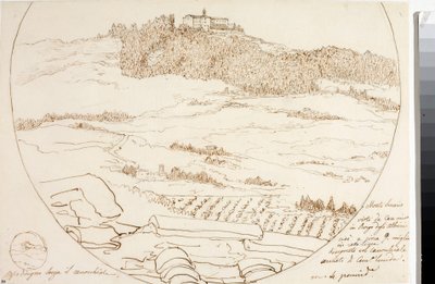 フィレンツェ近郊のセナーリオ山の眺め（図面、1833年頃 作： Luigi Garibbo