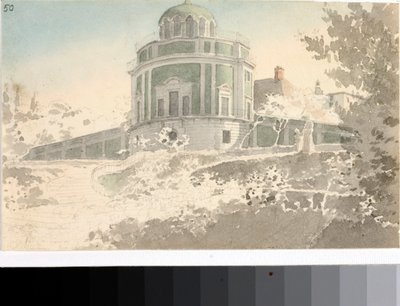 ボーボリ庭園のパビリオン・カーフェハウゼの眺め（水彩画、1825年頃 作： Luigi Garibbo