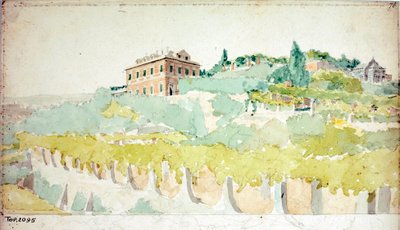 ジェノバのジャン・カルロ・ディ・ネグロ侯爵の別荘（Villetta Di Negro）の眺め（水彩画、1820年頃 作： Luigi Garibbo