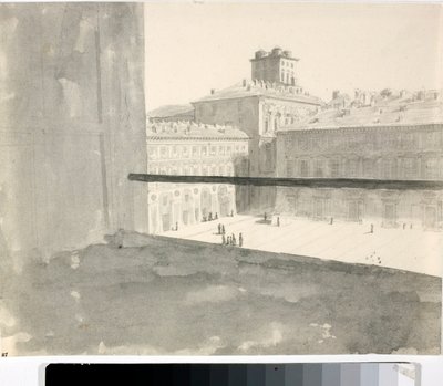 窓から広場を見下ろす（イタリア）（ラヴィス、1825年頃 作： Luigi Garibbo