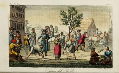 ナックルボーン。 1831年のジュリオフェラーリオによる古代と現代の習慣または政府の歴史のイラスト 作： Luigi Giarrè