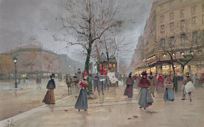 20世紀初頭、グランブルヴァールのオペラカルチェでの夕方] 作： Luigi Loir